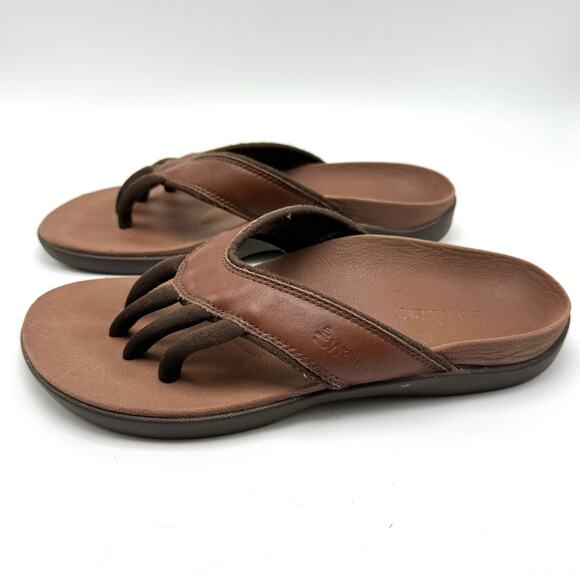 Wellrox Cloud Sandals Womens Sz 7 Brown Leather Toe Separator Comfort Ergonomic - Picture 2 of 8